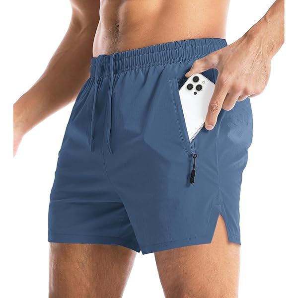 ZZXXB Navy Blue Athletic Shorts for Men with Pockets 2 in 1 Quick